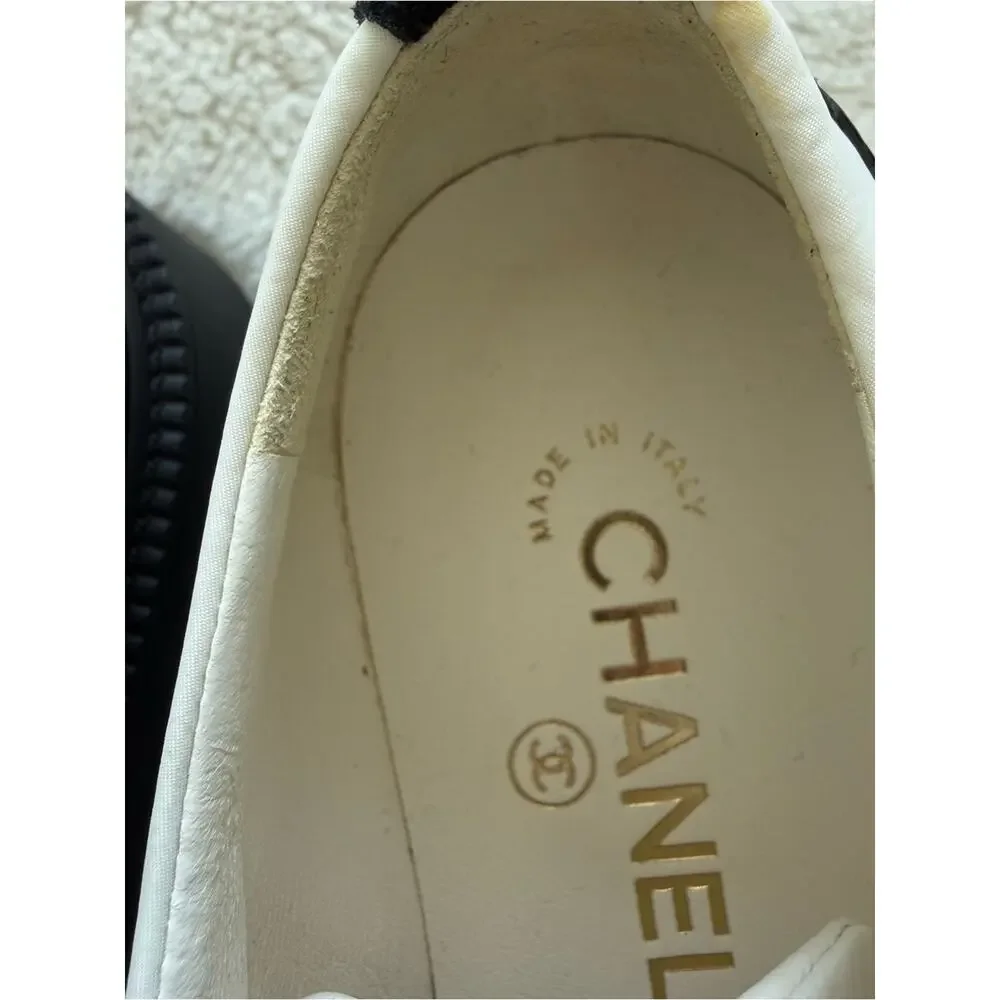 CHANEL women black/white women laces up platform shoes size 36 EU Retail 1275$